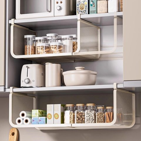 Cesto Appeso Sottopensile Acciaio Al Carbonio Estensibile Organizzatore Da Cucina Scaffale Salvaspazio Per Dispensa