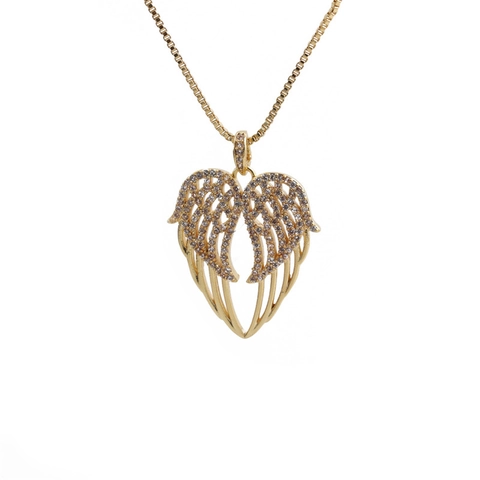 Herz Anhänger Halskette Gold Plattiert Kupfer Zirkonia Eleganter Schmuck Für Frauen Trendiger Charme