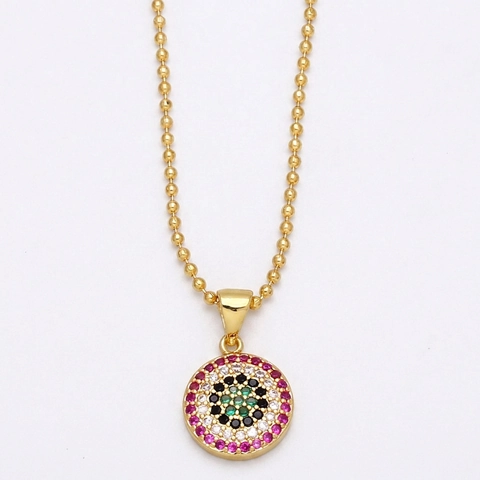 Collana In Rame Placcato Oro Cuore Malocchio Quadrifoglio Zircone Colorato Micro-Incastro Gioielli Moda Boho Per Donne