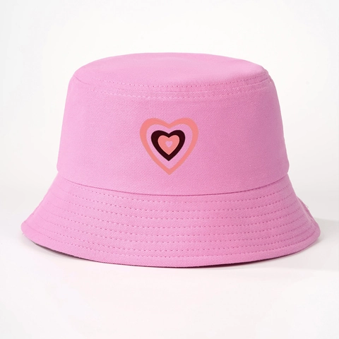Emmer Hoed Katoen Dames Triple Heart Print Zonbescherming Brede Rand Casual Zoet Modieus Buiten Zonnescherm