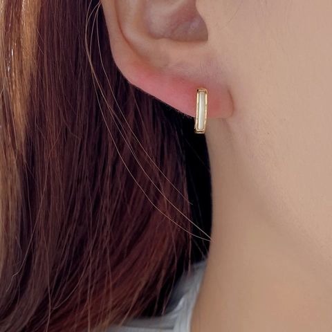 Vintage 925 Sterling Silver Hoop Earrings For Women Minimalist White Artificial Pearl Inlay Geometric Ear Buckle Korean INS Style Jewelry Gift