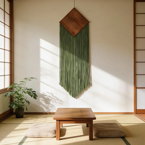 Bohemian Macrame Wall Hanging Tapestry Cotton Rope Fringe Tassels With Wood Board Decor For Living Room Bedroom