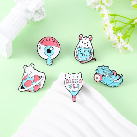 Set de Broches Animaux en Émail Dessin Animé Ours Polaire Crocodile Hamster Badge en Alliage pour Sac à Dos Vêtements Cadeau
