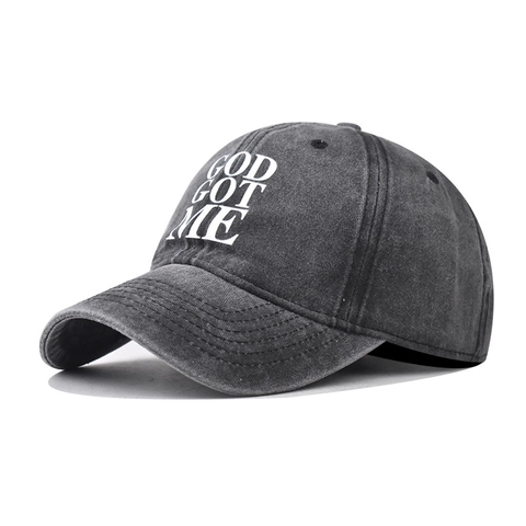 Gorra De Béisbol De Algodón Lavado God Got Me Bordado Estilo Retro Desgastado Ajustable Sombrero De Sol Exterior Hombres Mujeres