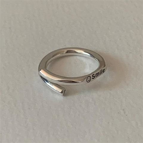 Anello Smile In Argento Sterling 925 Per Donna Regolabile Aperto Minimalista Viso Sorridente Gioielli Di Moda Regalo Elegante