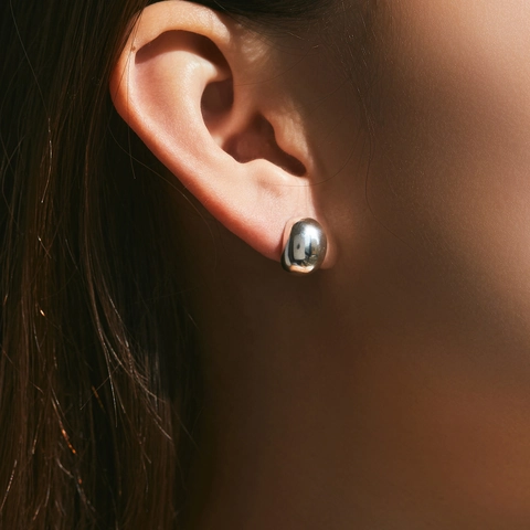Minimalist 925 Sterling Silver Bean Stud Earrings For Women Mirror Polish Individual Geometric Metal Ear Jewelry High Sense Gift