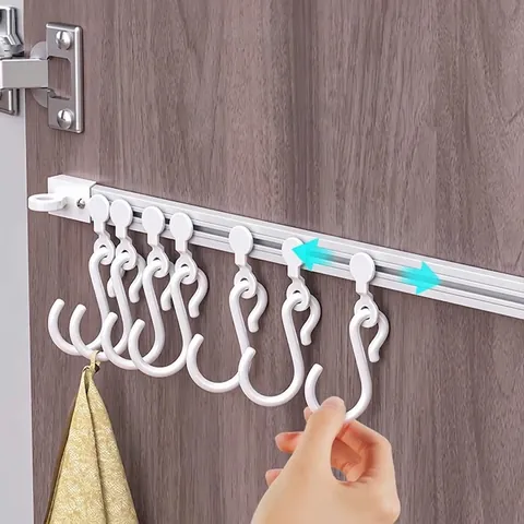 Gancio Per Binario Scorrevole Organizzazione Cucina Parete Senza Fori Anta Mobile Salvaspazio Plastica Metallo Gancio S