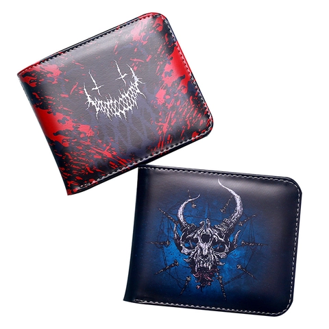 Portafoglio Bifold Da Uomo Vintage Stampa Teschio Corto Pelle PVC Con Finestra ID Tasca Monete Cerniera Stile Punk
