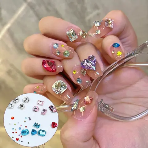 Nail Art Rhinestones Irregular Shaped Crystals Heart Butterfly Manicure Decoration Accessories Multi Colors Elegant DIY