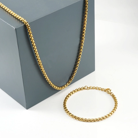 Box Chain Bracelet Stainless Steel 18K Gold Plated Adjustable Venetian Link Jewelry For Men And Women Fashion Durable