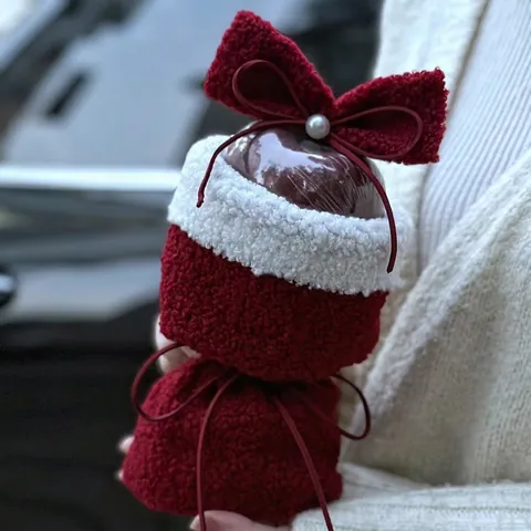Christmas Diy Gift Wrapping Materials Lambswool Corduroy Fabric For Apple Bouquet Packaging Decoration Bows Artificial Pearls