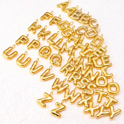 Ciondoli Lettere Palloncino Puffy Acciaio Inossidabile DIY Alfabeto Pendenti Per Creazione Collane Bracciali Accessori Design Bolla Trendy