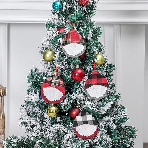 Gnomo Di Natale Ornamenti Appesi Tessuto Scozzese Bambola Senza Volto Elfo Pendenti Per Albero Di Natale Decorazione Festa
