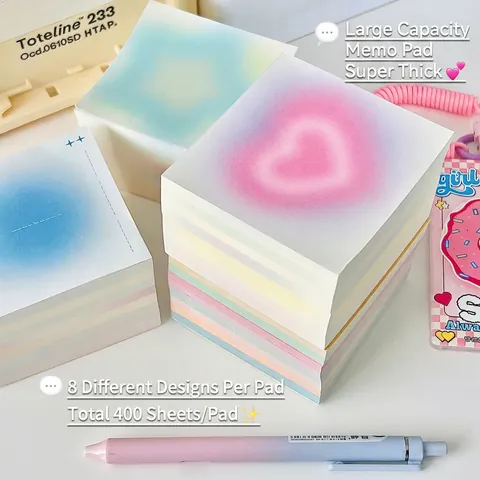 Aesthetic Gradient Memo Pads Thick Square Paper Note Pad For Office School Stationery Desktop Decor