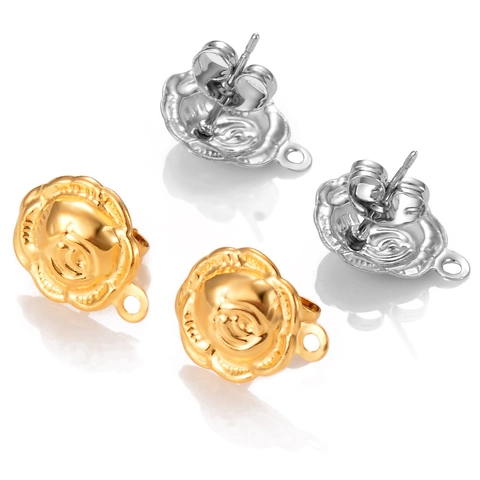 Perni Per Orecchini In Acciaio Inossidabile Forme Quadrifoglio Fiore Stella Foglia Con Anelli Per Creazione Gioielli DIY