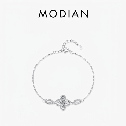 Bracciale In Argento Sterling 925 Fiore Trifoglio Zircone Scintillante Stile Vintage Francese Per Donne Gioielli Regolabili