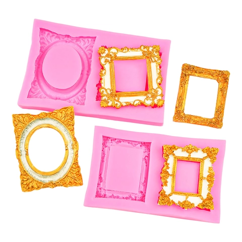 Baroque Photo Frame Silicone Mold European Vintage Embossed Fondant Cake Decorating Tools DIY Resin Clay Crafting