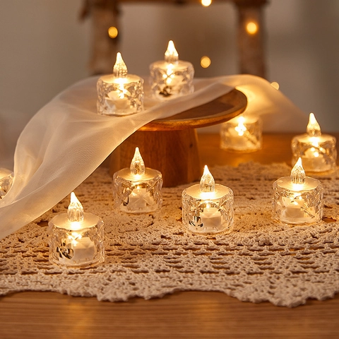 Bougie Électronique LED Sans Flamme Veilleuse Cristal Acrylique Arbre De Noël Forme Iceberg Lumière Chaude Pour Décoration Maison