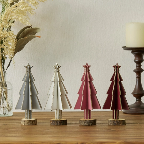 Mini Weihnachtsbaum Aus Holz Schreibtisch Deko Mit Goldenem Glitzer Und Naturholzsockel Nordischer Stil Festlich