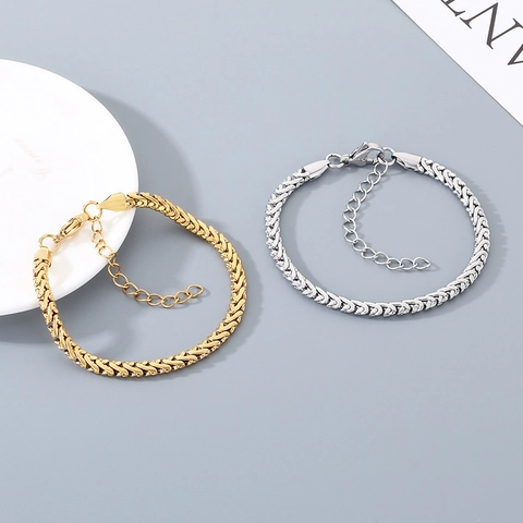 Bracciale A Catena Di Grano In Acciaio Inossidabile Regolabile Con Chiusura A Aragosta Gioielli Minimalisti Unisex