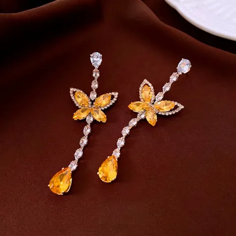 Boucles D'oreilles Pendantes Papillon Avec Tige En Argent Sterling 925 Cuivre Zircon Goutte Bijoux De Luxe Pour Femmes