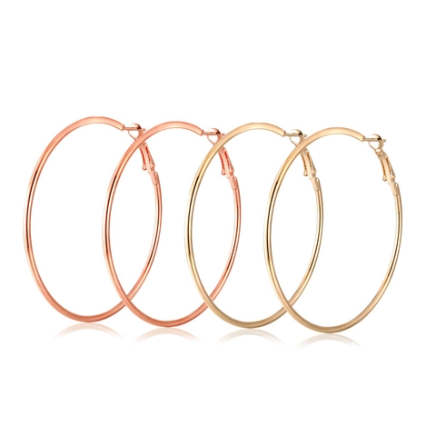 Minimalist Large Hoop Earrings Metal Round Circle Fashion Jewelry For Women With Stainless Steel Earring Post