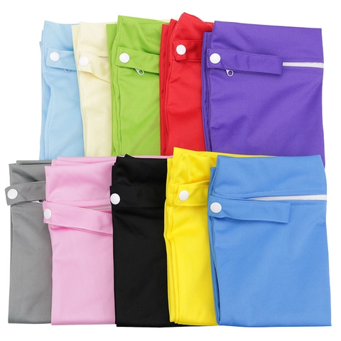 Waterproof Diaper Wet Bag Reusable Polyester Zipper Storage Hanging Pouch For Stroller Travel Organizer