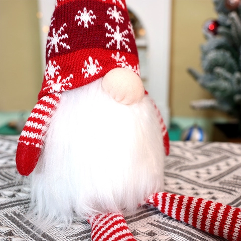 Gnomo Di Natale Senza Volto LED Luminoso Peluche Rudolf Ornamento Cappello Maglia Fiocchi Gambe Lunghe Decoro Tavola