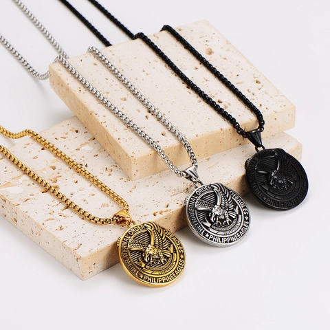 Collana Con Pendente Rotondo Aquila Vintage Acciaio Inossidabile Gioielli Retro Fraternal Order Of Eagles Uomo