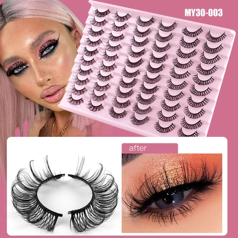 Russian DD Curl False Eyelashes Thick Voluminous Natural Wispy Synthetic Fiber Handmade Strip Lashes Eye Makeup