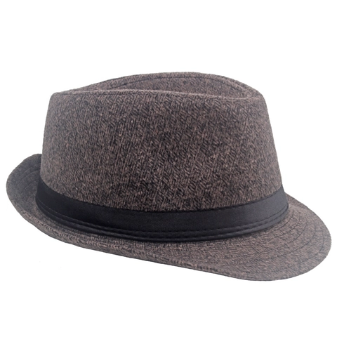 Retro Men Fedora Hat Herringbone British Style Jazz Trilby Short Brim Warm Autumn Winter Accessory