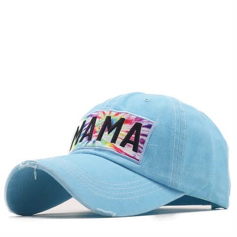 Cappello Da Baseball In Cotone Lavato Con Ricamo MAMA Patch Tie Dye Stile Vintage Distressed Cappello Da Sole Regolabile