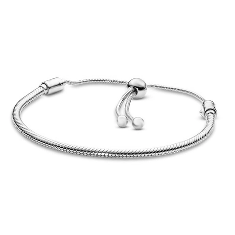 Adjustable Snake Chain Bracelet Stainless Steel Sliding Bolo Buckle DIY Charm Jewelry For Women Men