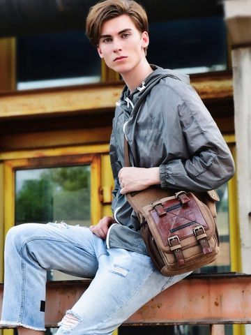 Borsa A Tracolla Uomo Tela Vintage Borsa Messaggero Multitasche Resistente Stile Workwear Borsa A Spalla