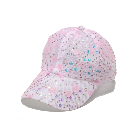 Women Baseball Cap Mesh Sequins 3D Flowers Breathable Sun Protection Summer Outdoor Fashion