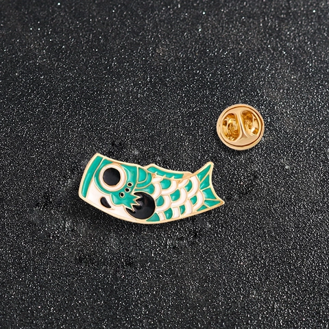 Broche De Esmalte Koinobori Carpa Japonesa Alfiler De Aleación Insignia De Decoración Para Mochila Sombrero