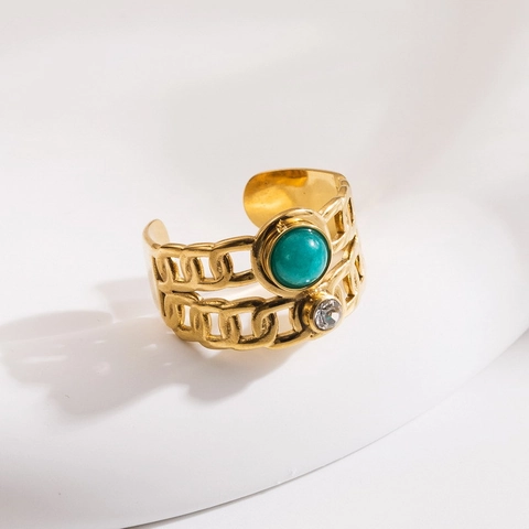 Vintage Edelstahl Verstellbarer Ring Mit Naturstein Nordstern Emaille Boho Geometrischer Schmuck Für Damen