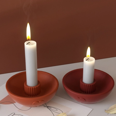 Silicone Candle Holder Mold Round Bowl Shape With Heart Relief And Stripe Texture For DIY Resin Casting Gypsum Craft