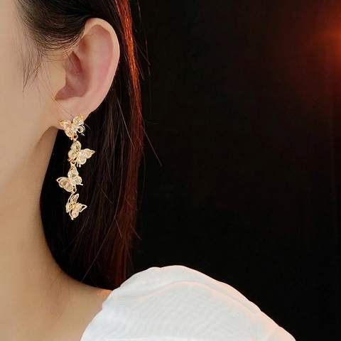 Schmetterling Ohrhänger Lange Quaste Zirkon Künstliche Perle Kristall Elegant Luxus Schmuck Mit Silbernen Ohrsteckern Für Damen