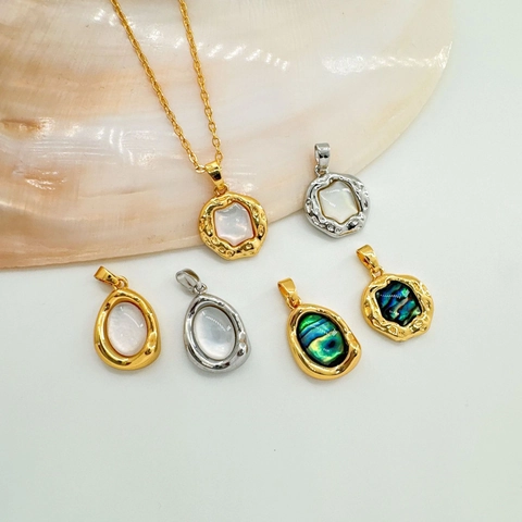 Irreguläre Ovale Muschel-Anhänger 18K Vergoldetes Messing Natürliches Perlmutt Abalone Charms Für DIY Schmuckherstellung Vintage-Stil