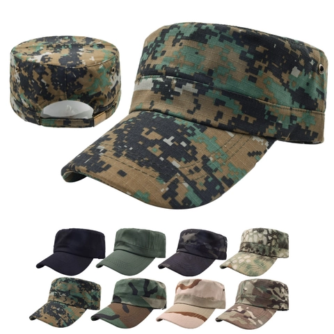 Militär Cadet Cap Herren Baumwolle Camouflage Flach Tactical Armee Hut Atmungsaktiv Outdoor Verstellbar Vintage Patrol Mütze