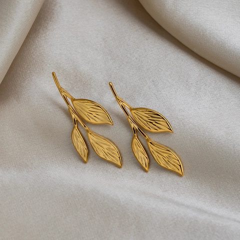 Blatt Ohrstecker Edelstahl 18K Vergoldet Wasserdicht Hypoallergen Minimalistischer Schmuck Für Damen