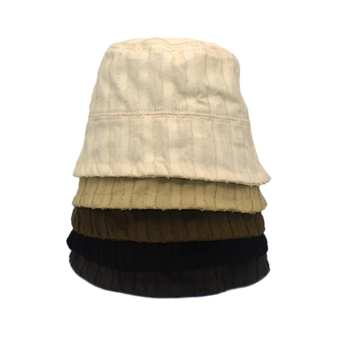 Cappello Alla Pescatora In Cotone A Righe Verticali Retro Bordo Tagliato A Vivo Protezione Solare Versatile Per Donna Uomo