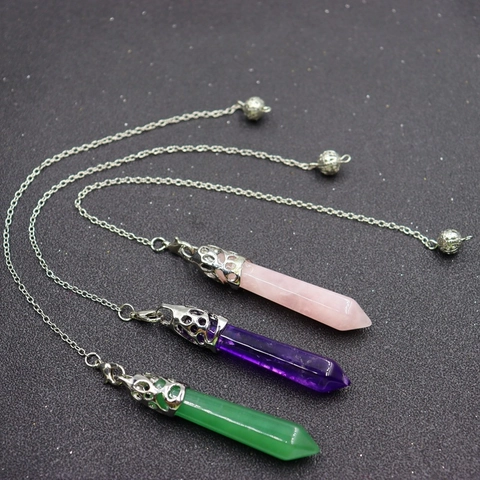 Hexagonale Säule Naturstein Kristall Anhänger Halskette Mit Legierung Hohlkappe Pendel Schmuck Für Damen Und Herren
