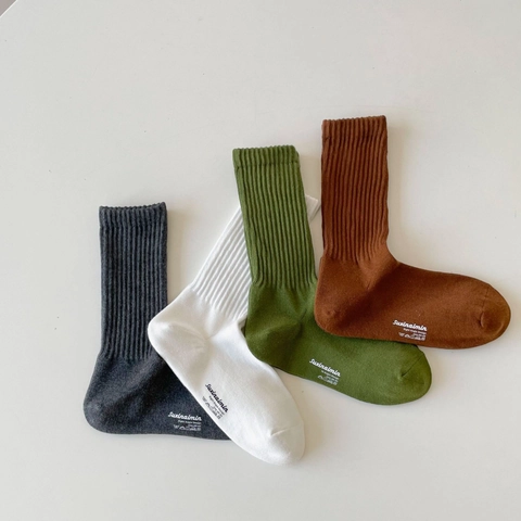Men's Crew Socks Combed Cotton Ribbed Knit Breathable Anti-Odor Sports Casual Solid Color Right Angle Design