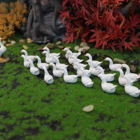 Miniature Duck Figurines Resin Realistic White Goose Statues For Micro Landscape Garden Succulent Pot Decor DIY Novelty