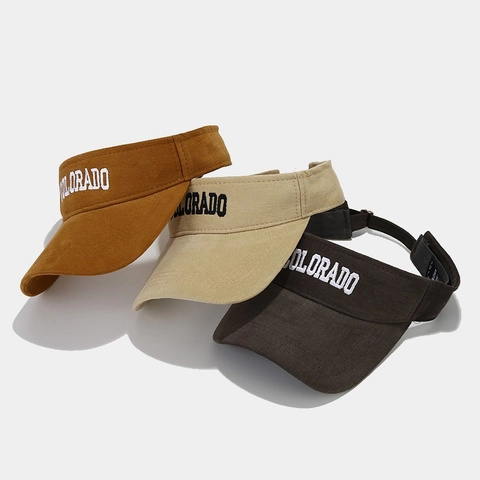 Colorado Embroidery Cotton Sun Visor Hat Empty Top Adjustable Outdoor Sport Fashion Breathable For Men And Women