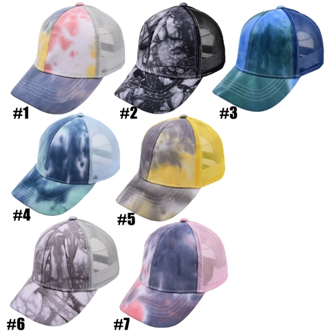 Kids Baseball Cap Tie Dye Breathable Mesh Trucker Hat Adjustable Outdoor Summer Sun Protection For Boys Girls