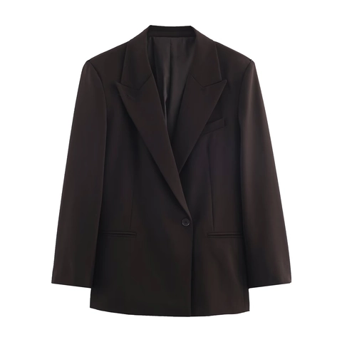Women Oversized Blazer Und High Waist Wide Leg Hose Einfarbig Polyester Business Casual Streetwear Büro Anzug