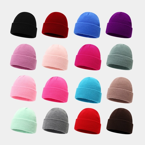Ribbed Knit Beanie Acrylic Cuffed Brimless Warm Solid Color Retro Winter Hat For Men Women Casual Outdoor
